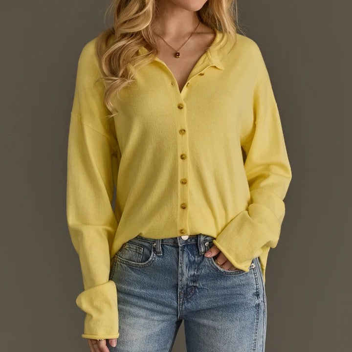 Collared Button Up Relaxed Knit Cardigan