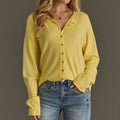 Collared Button Up Relaxed Knit Cardigan