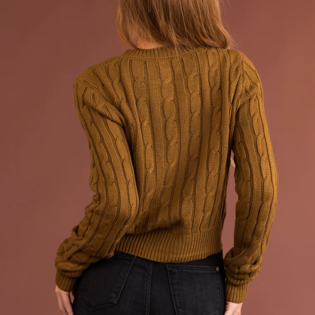 Cable Knit Cropped Button Down Cardigan