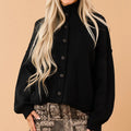 Mock Neck Button Down Rib Knit Cardigan