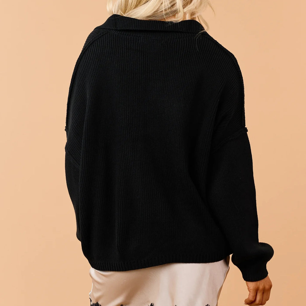 Mock Neck Button Down Rib Knit Cardigan