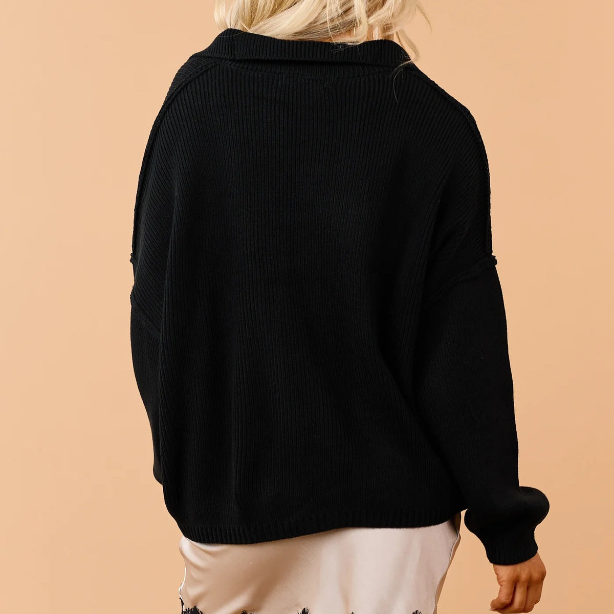 Mock Neck Button Down Rib Knit Cardigan