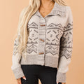 Fair Isle Toggle Closure Oversized Knit Cardigan